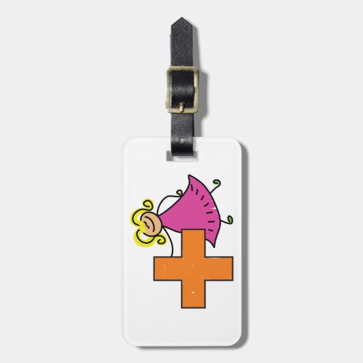 かわいいスティックフィギュア（プラス記号付き） ラゲッジタグ (正面縦)