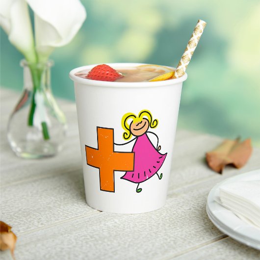 かわいいスティックフィギュア(プラス記号付き) 紙コップ