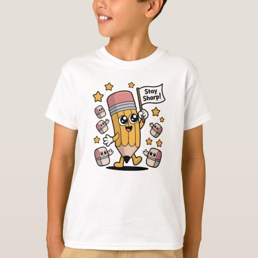 かわいいステイシャープ鉛筆キッズシャツ Tシャツ (正面)