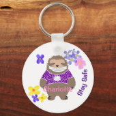 かわいいステイ安全ステイSloth Inマスクおもしろいグラフィック キーホルダー (正面)