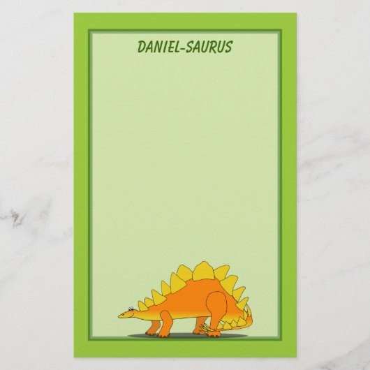 かわいいステゴサウルスの恐竜の漫画のテンプレート 便箋 (正面)