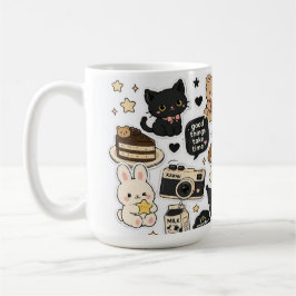 かわいいステッカーマグ – ポジティブな気持ちになれるキュートなラップ コーヒーマグカップ