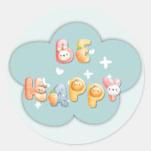 かわいいステッカー | 幸せになろう ラウンドシール (正面)