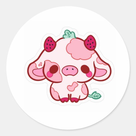 かわいいステッカー 牛 ラウンドシール (正面)
