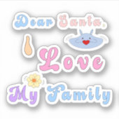 かわいいステッカー |親愛サンタ、私は家族が大好き シール (正面)
