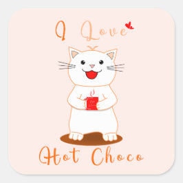 かわいいステッカー | I Love Hot Choco スクエアシール
