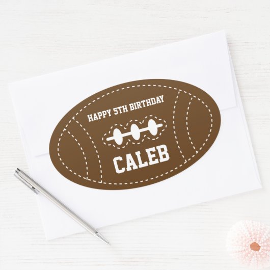 かわいいステッチされたサッカーベビーシャワー誕生日パーティー 楕円形シール (封筒)