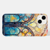 かわいいステンドグラスの水色 Case-Mate iPhoneケース (裏面 (横))