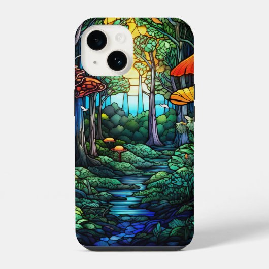 かわいいステンドグラスファンタジー林 iPhoneケース (裏面)