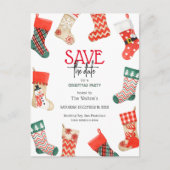 かわいいストッキングクリスマスパーティー保存日付 シーズンポストカード (正面)