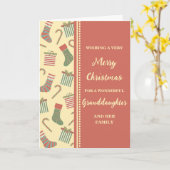 かわいいストッキング孫娘&家族のクリスマス カード (黄色い花)