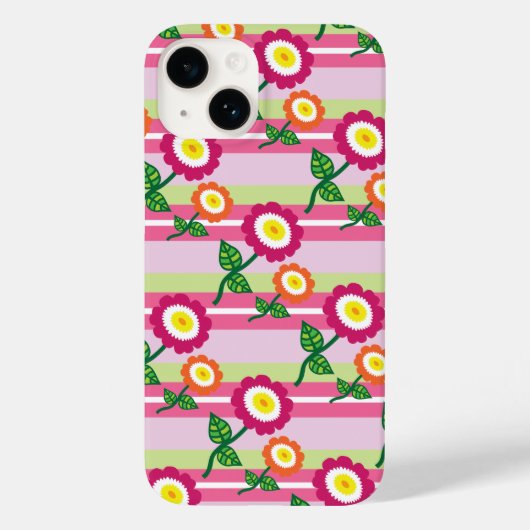 かわいいストライプと花iPhone 7ケース Case-Mate iPhoneケース (裏面)