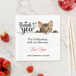 かわいいストライプののぞき猫紙ナプキンス スタンダードランチョンナプキン