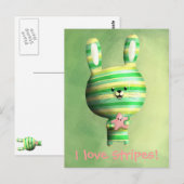 かわいいストライプのウサギ ポストカード (正面/裏面)