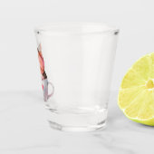 かわいいストライプのキュートピンクチビ（小さくかわいく書いた感じ）猫 ショットグラス (右)