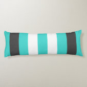 かわいいストライプのグレーと青の文字 ボディピロー (裏面)