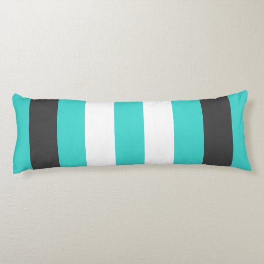 かわいいストライプのグレーと青の文字 ボディピロー (裏面)