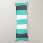 かわいいストライプのグレーと青の文字 ボディピロー (裏面 (縦))