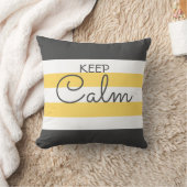 かわいいストライプのグレーと黄色と文字 クッション (ブランケット)