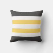 かわいいストライプのグレーと黄色と文字 クッション (裏面)