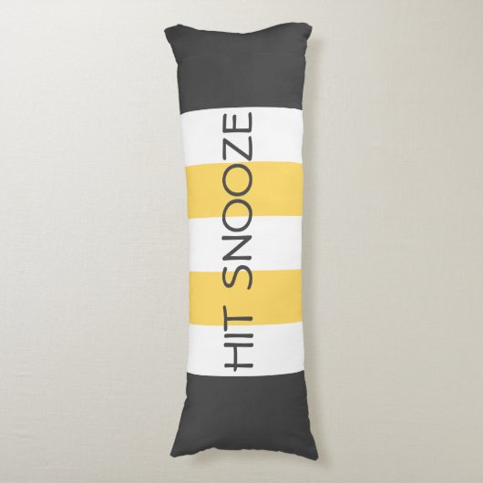 かわいいストライプのグレーと黄色と文字 ボディピロー (正面縦)