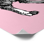 かわいいストライプのピンクの猫のポスターアート ポスター (角)