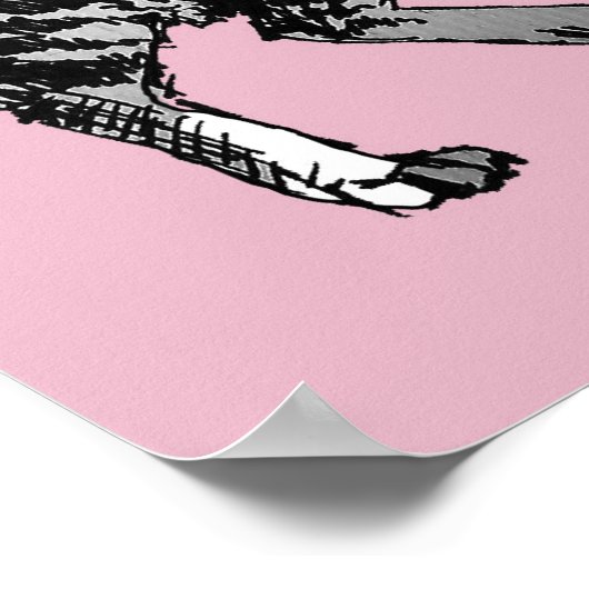 かわいいストライプのピンクの猫のポスターアート ポスター (角)