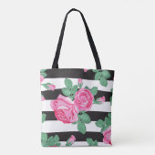 かわいいストライプのフローラトートバッグ トートバッグ (裏面)