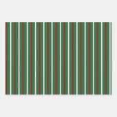 かわいいストライプクリスマスパターン赤い緑の白いギフト ラッピングペーパーシート (正面3)