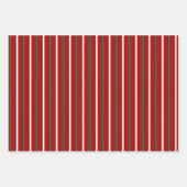 かわいいストライプクリスマスパターン赤い緑の白いギフト ラッピングペーパーシート (正面2)