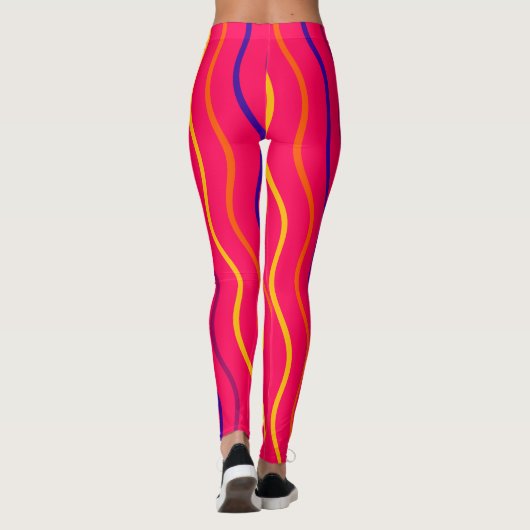 かわいいストライプジムヨガレディメンズトレーニングピンクレギンス レギンス (裏面)