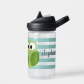 かわいいストライプフクロウ – スクリプト名 – 青い緑 ウォーターボトル (左面)