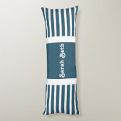 かわいいストライプ石板、青と白、名前を追加 ボディピロー (裏面 (縦))