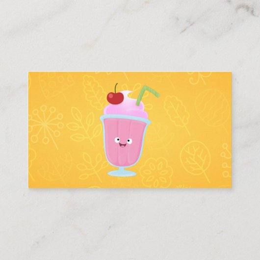 かわいいストロベリーアイスクリームのサンデー漫画のケータリング 名刺 (裏面)