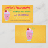 かわいいストロベリーアイスクリームのサンデー漫画のケータリング 名刺 (正面/裏面)