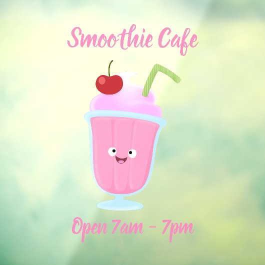 かわいいストロベリーアイスクリームのサンデー漫画 ウィンドウサイン (シート3)