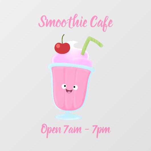 かわいいストロベリーアイスクリームのサンデー漫画 ウィンドウサイン (シート)