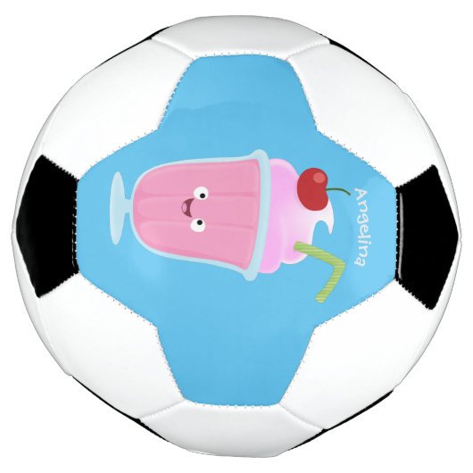 かわいいストロベリーアイスクリームのサンデー漫画 サッカーボール (回転)