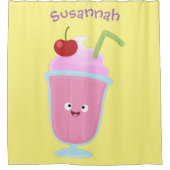 かわいいストロベリーアイスクリームのサンデー漫画 シャワーカーテン (正面)