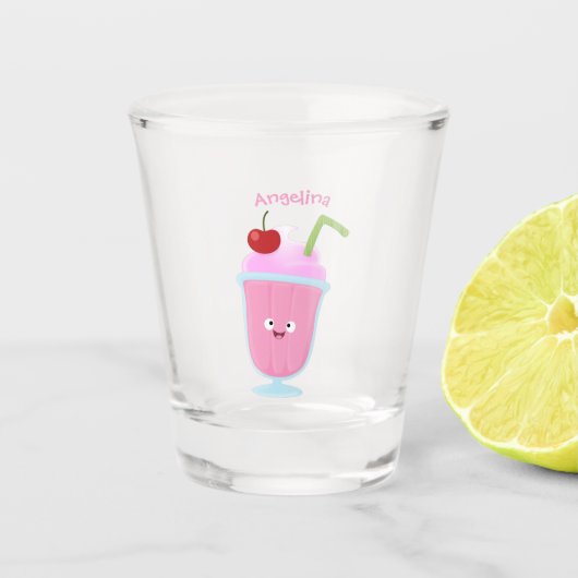 かわいいストロベリーアイスクリームのサンデー漫画 ショットグラス (正面)