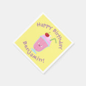 かわいいストロベリーアイスクリームのサンデー漫画 スタンダードカクテルナプキン (角)