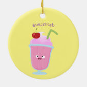 かわいいストロベリーアイスクリームのサンデー漫画 セラミックオーナメント (裏面)