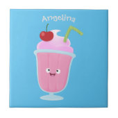 かわいいストロベリーアイスクリームのサンデー漫画 タイル (正面)