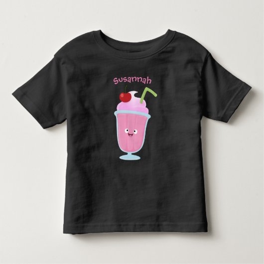 かわいいストロベリーアイスクリームのサンデー漫画 トドラーTシャツ (正面)
