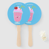 かわいいストロベリーアイスクリームのサンデー漫画 ハンドファン (正面&裏面)