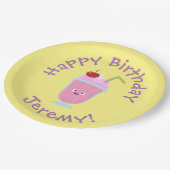 かわいいストロベリーアイスクリームのサンデー漫画 ペーパープレート (アングル)