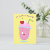 かわいいストロベリーアイスクリームのサンデー漫画 ポストカード (スタンド正面)