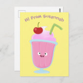 かわいいストロベリーアイスクリームのサンデー漫画 ポストカード (正面/裏面)