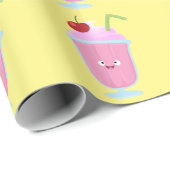 かわいいストロベリーアイスクリームのサンデー漫画 ラッピングペーパー (ロールコーナー)