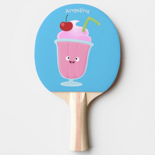 かわいいストロベリーアイスクリームのサンデー漫画 卓球ラケット (正面)